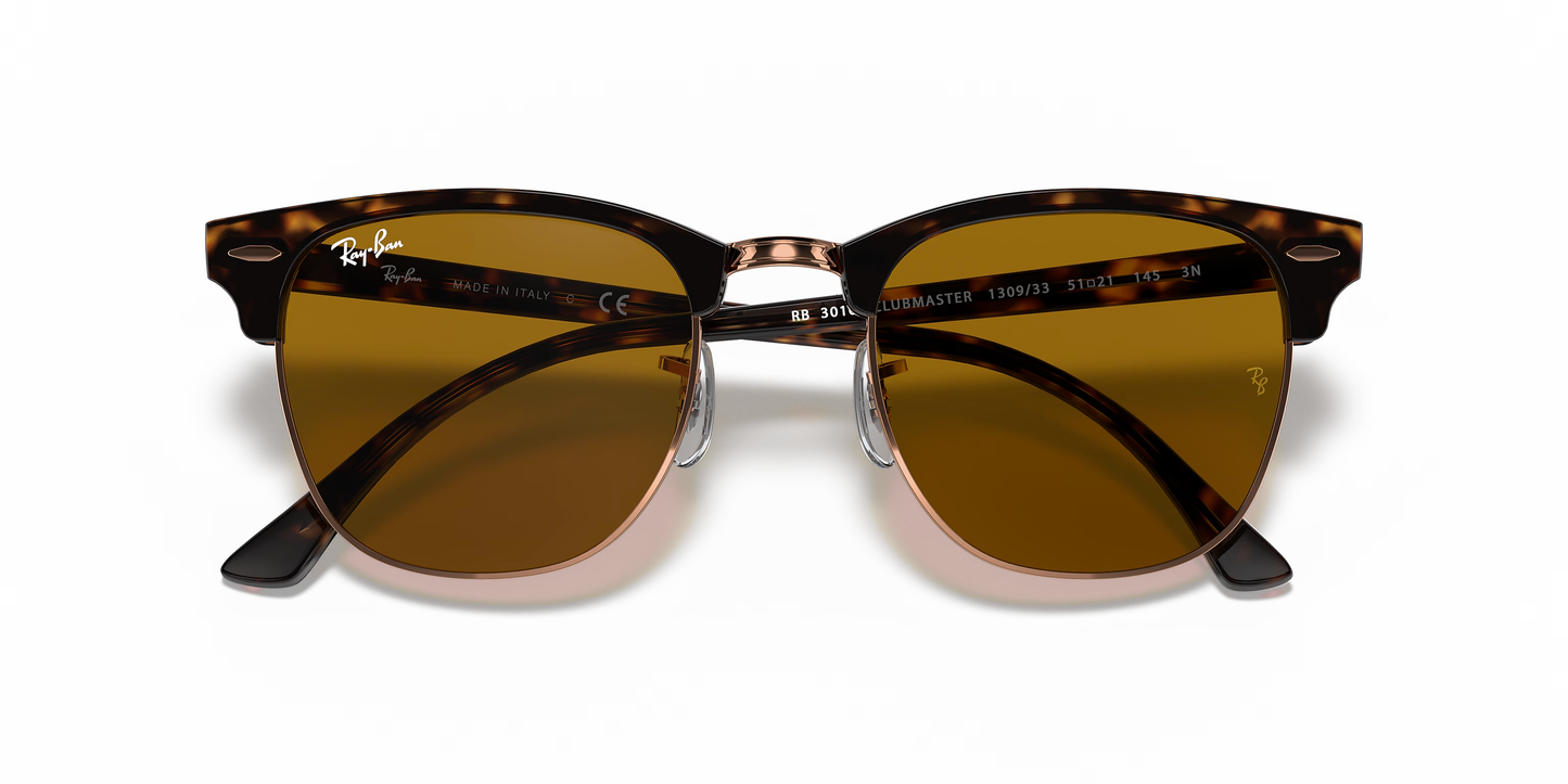 Ray-Ban Clubmaster Sunglasses – Iconic Retro Style with Modern Luxury (BROWN)