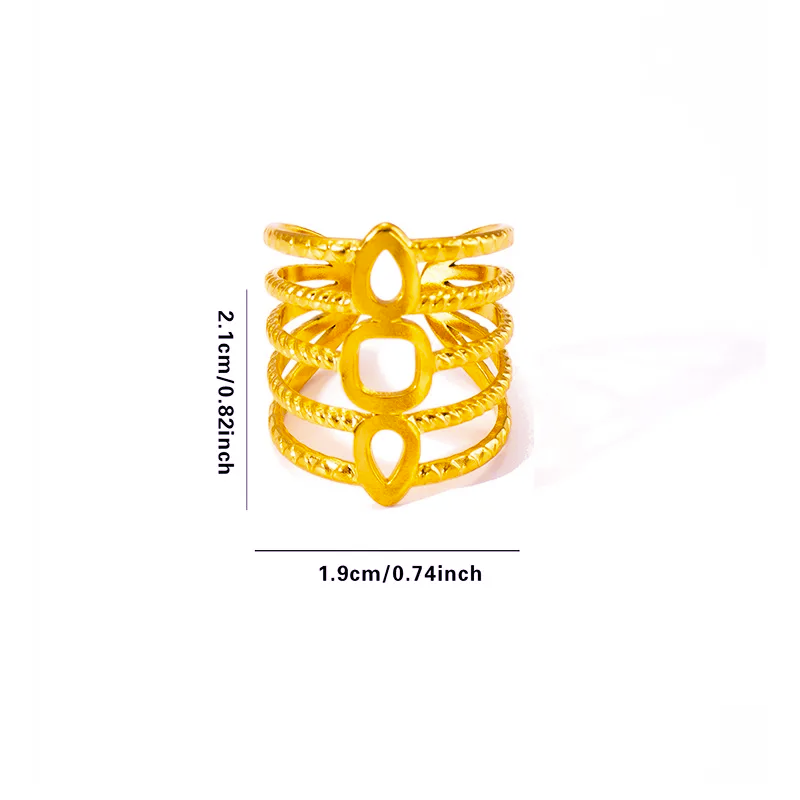 Bloom Lines Ring – Stylish Gold-Tone Fashion Ring with Floral Accents
