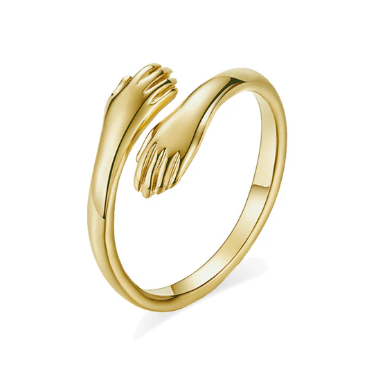 Gold Hug Ring – Adjustable Hand Embrace Fashion Ring for Women