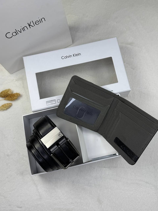 Calvin Klein Men’s Leather Wallet & Reversible Belt Gift Set – Premium Double-Face Belt with Classic Bifold Wallet