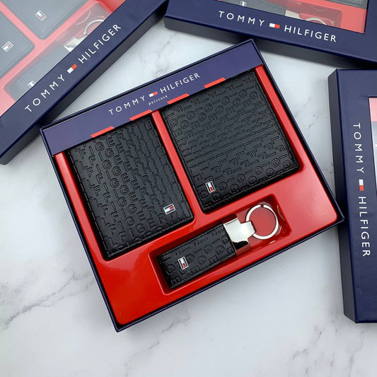Tommy Hilfiger Men’s Wallet & Keychain Gift Set – Premium Leather Bifold & Passcase Wallet Combo with Logo Key Ring