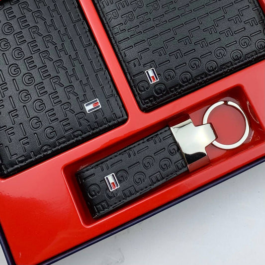Tommy Hilfiger Men’s Wallet & Keychain Gift Set – Premium Leather Bifold & Passcase Wallet Combo with Logo Key Ring