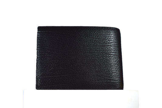 Burberry Men's Black Leather Bifold Wallet - Premium Grained Leather with Embossed Logo - Luxury Designer Wallet with Gift Box
