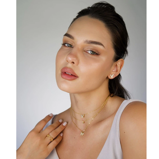 Gold Butterfly Pendant Necklace – Dainty White Enamel Butterfly Jewelry for Women